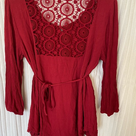 Heartsoul Red Crinkle Top / Tunic - Picture 3 of 7